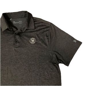 Under Armour Polo Large Heathered Brown Short Sleeve Surf Club Golf Heatgear‎
